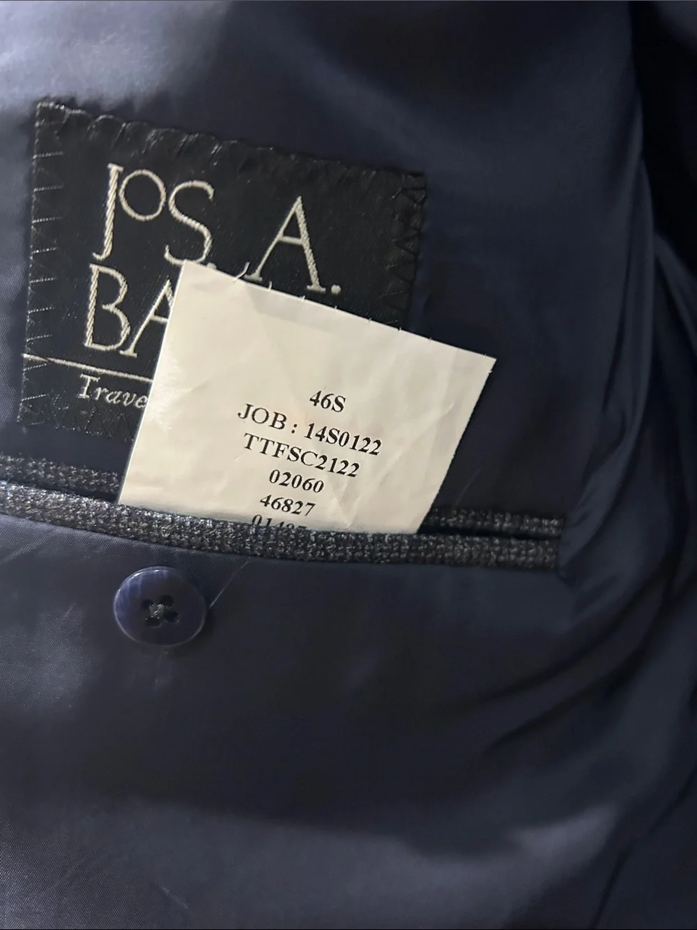 Jos. A. Bank Charcoal Gray Two-Button Sport Coat 46S
